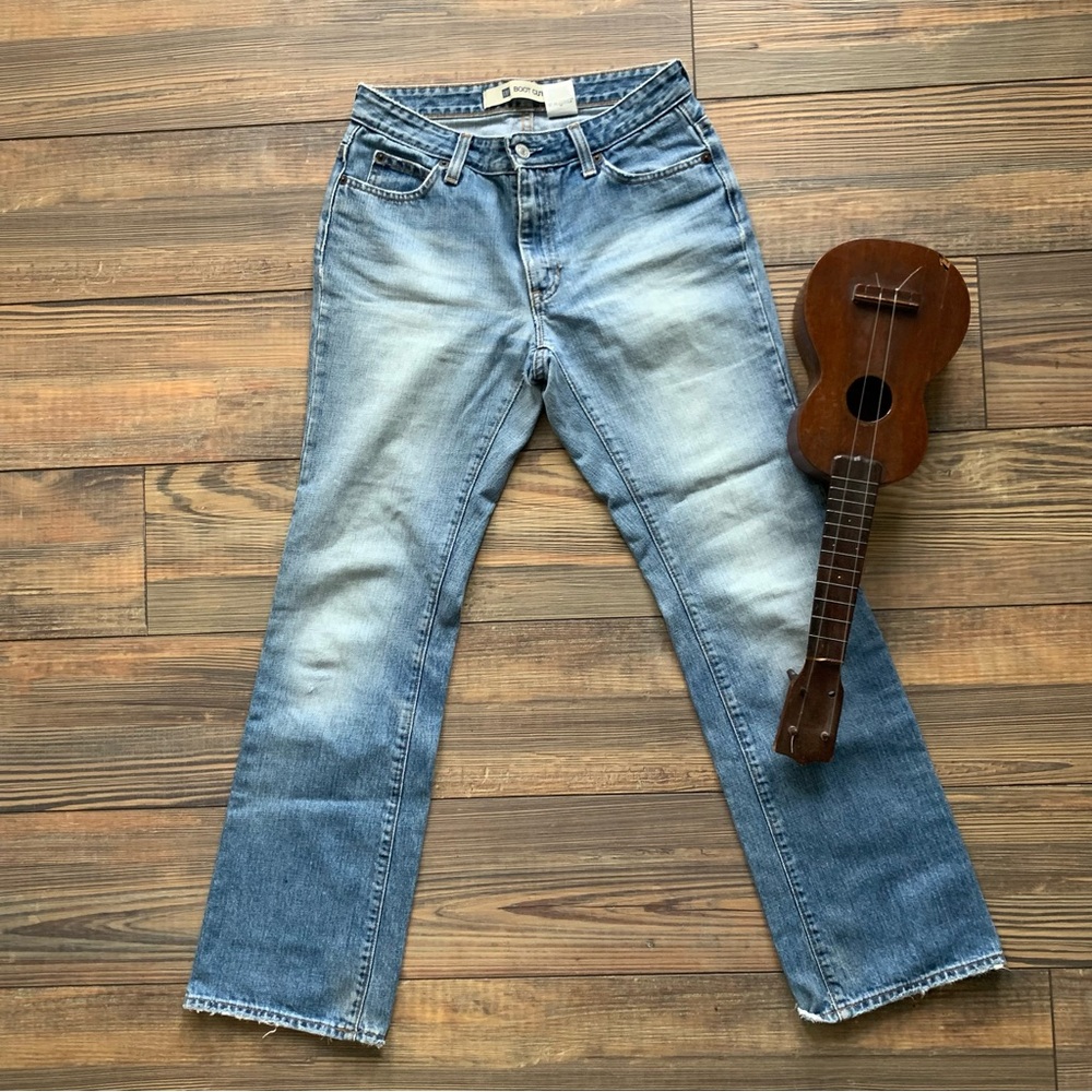 Vintage faded denim blue jeans